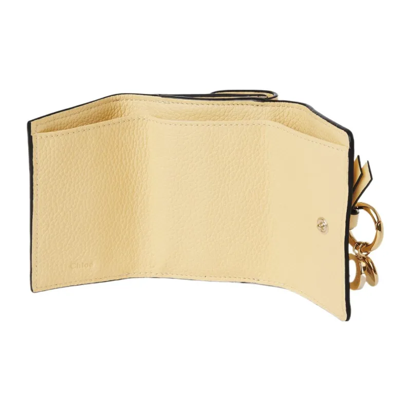Chloe Alphabet Grained Calfskin Glossy Calfskin Card Holder Wallet Mini Women's Light Yellow-2