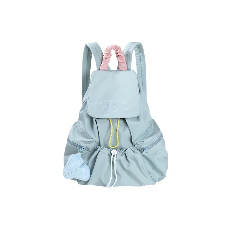 Miffy Trench Coat Fabric Backpack Large Size Women's Ecru/Blue-0