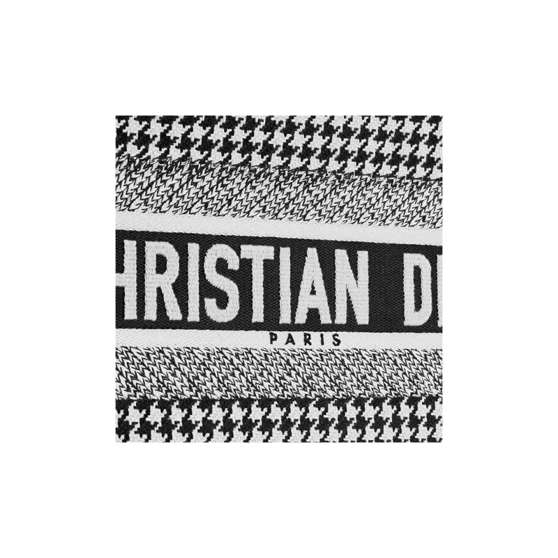 DIOR BookTote Embroidery Handbag Women's Black/White-3