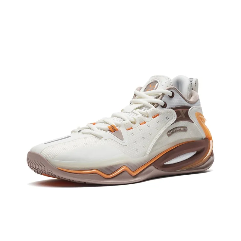 XTEP Light Attack 2nd Generation V3 Slip Resistant Coverage Low Top Basketball Shoes Men's Sail White/Lava Orange-1