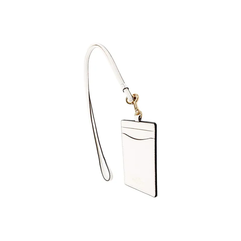 COACH Lanyard PVC Leather Card Holder Regular Women's White-1