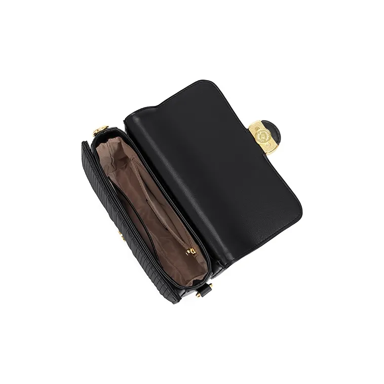 MAKEUP KITTEN Calfskin With Microfiber Crossbody Bag, Shoulder Bag, Small Square Bag Regular Women's Classic Black-7