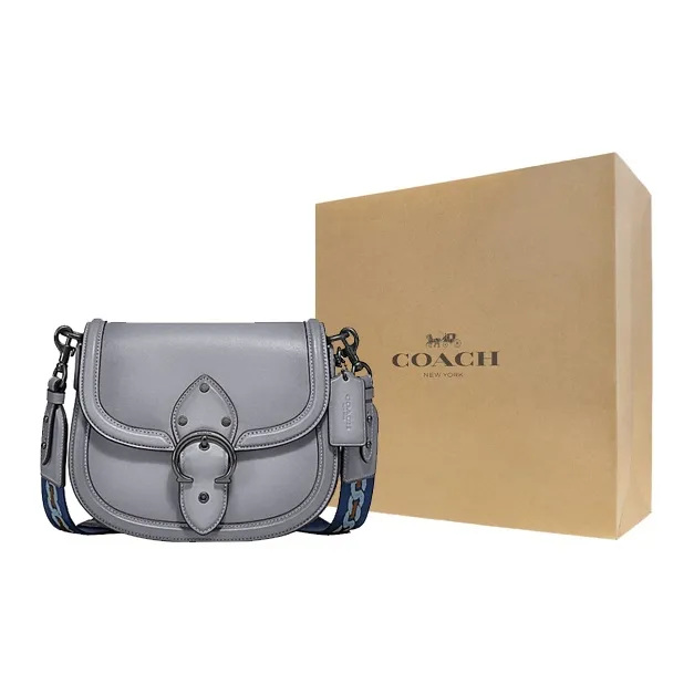 COACH Beat Leather Saddle Bag, Shoulder Bag Women's Gray-4