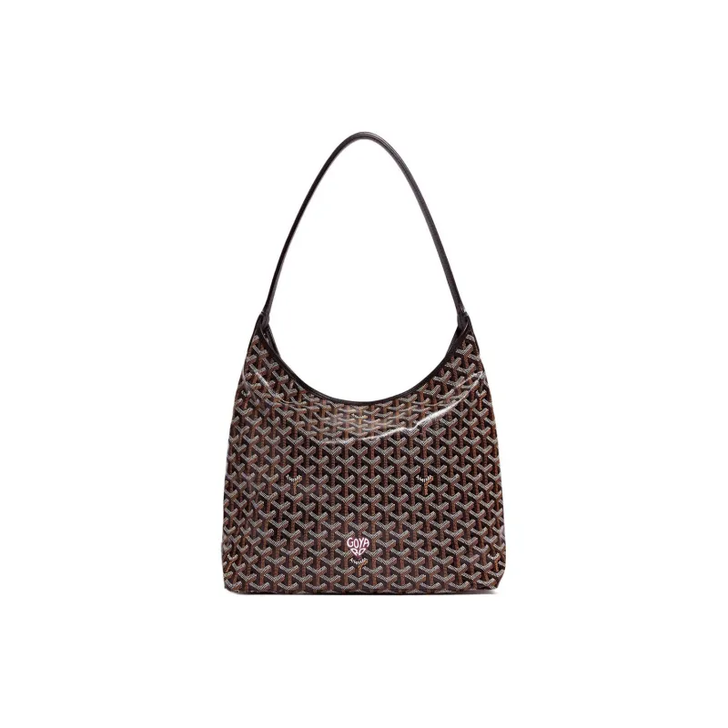 GOYARD Bohème Hobo Canvas With Leather Hobo Bag Shoulder Bag Shoulder Bag Women's Black/Burgundy Small Heart Edition-0