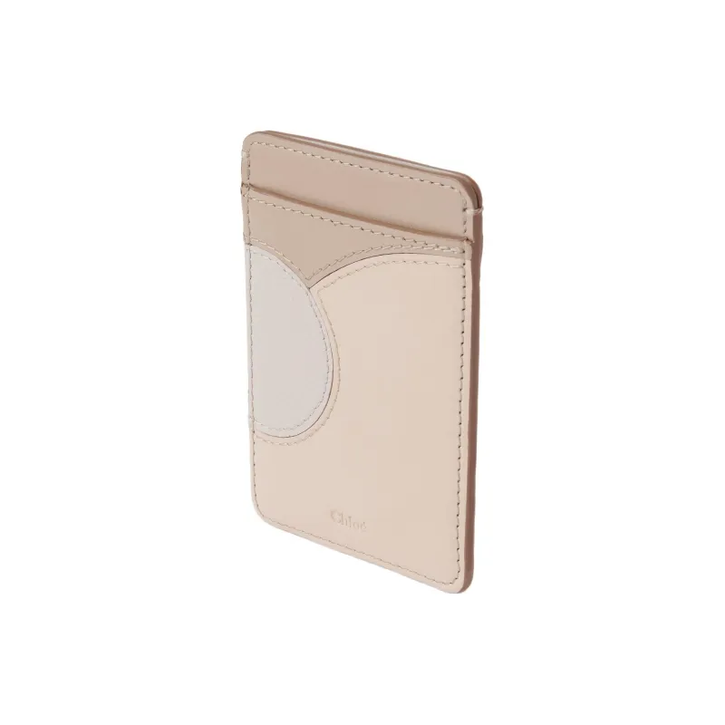 Chloe Grain Calfskin With Glossy Finish Calfskin Card Holder Women's Pink & Gray-1