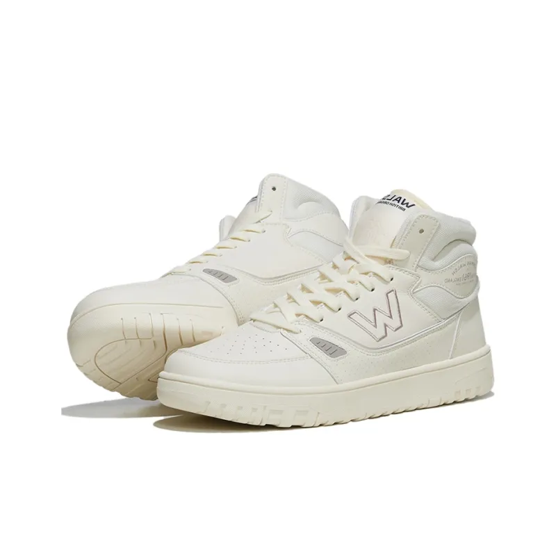 Norman Walsh White Sneakers Mid Top Skateboard Shoes Unisex Ecru-2