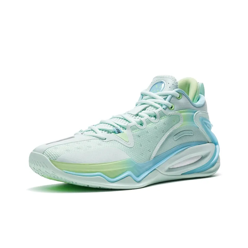 XTEP Light Attack 2nd Generation V3 Slip Resistant Low Top Basketball Shoes Men's Green Blue-1