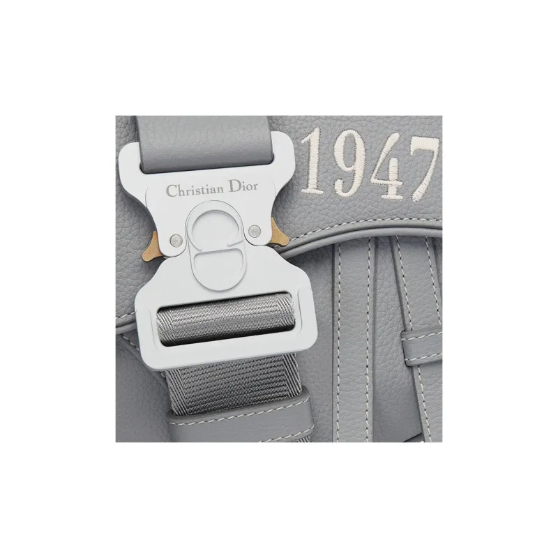 DIOR Saddle Grained Calfskin Saddle Bag Shoulder Bag Crossbody Bag Sling Bag Men's Gray-4