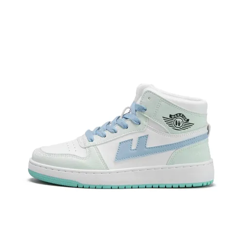 WARRIOR Skateboard Shoes Women's High-Top Light Green/Blue