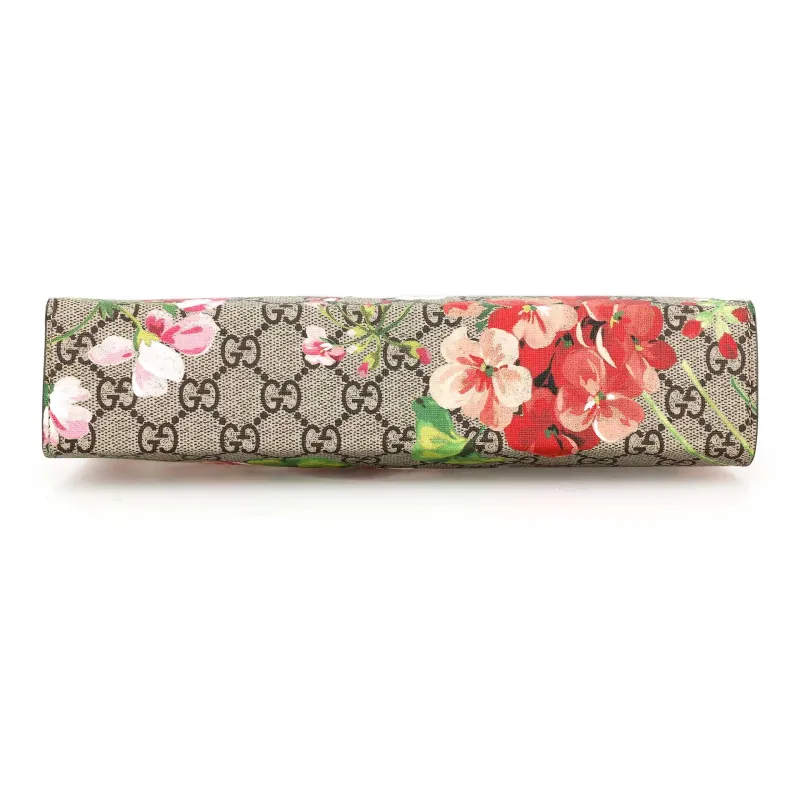 GUCCI GG Blooms Canvas With Leather Clutch Large Size Women's Ebony/Pink-4