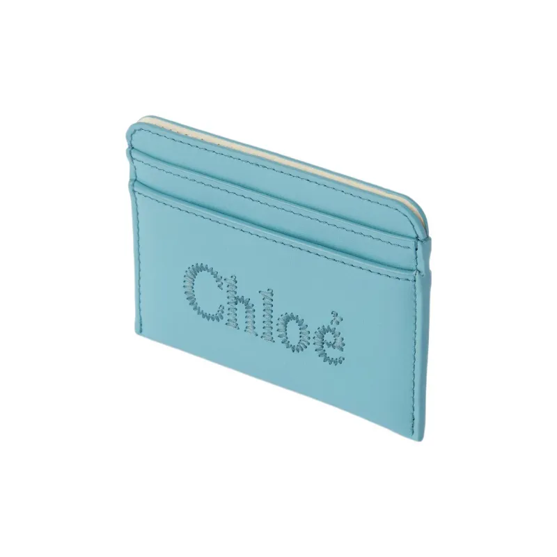 Chloe Bright Calfskin Card Holder Card Holder Women's Aqua Blue-1