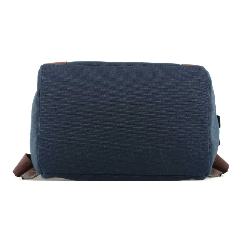 HERMES Groom Cotton Blend With Barenia Calfskin Backpack Unisex Marine Blue/Flame Orange-5