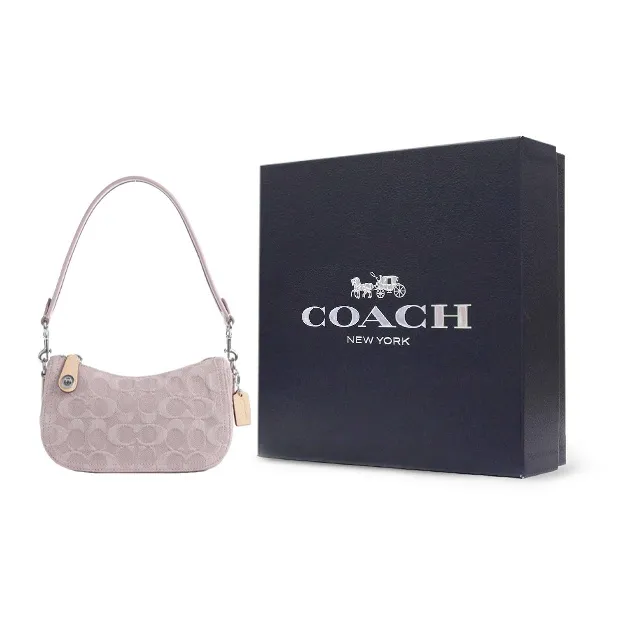 COACH Swinger Canvas With Leather Canvas Bag Crescent Bag Saddle Bag Handbag Shoulder Bag Women's Pink-4