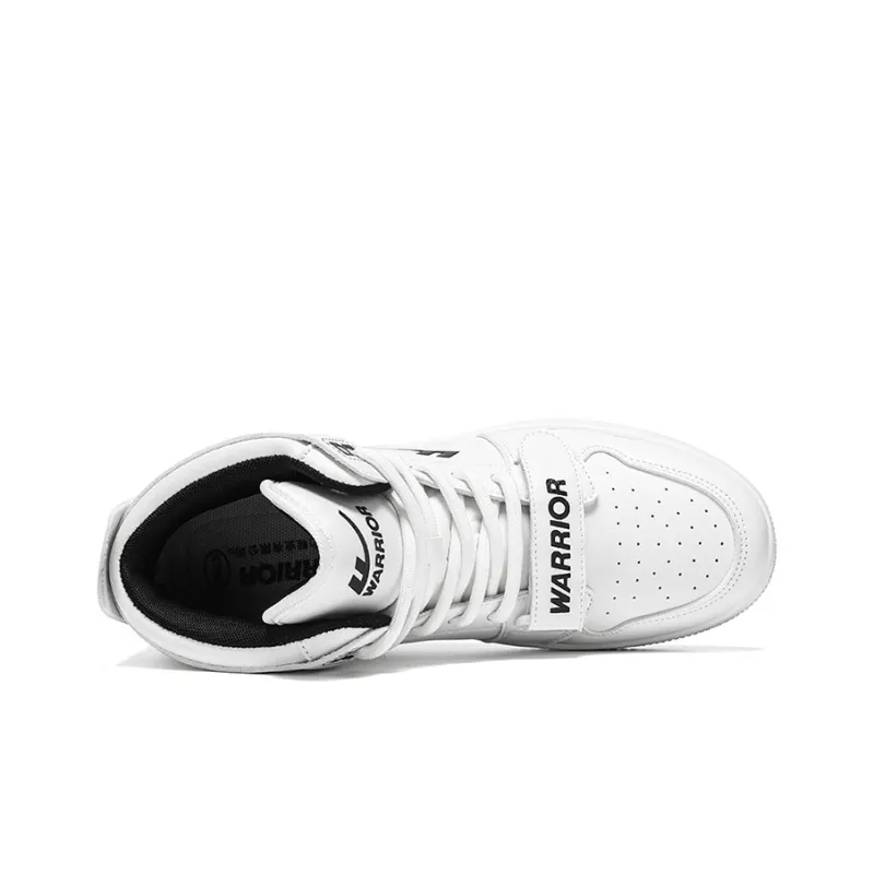 Warrior Mid Top Skateboard Shoes Unisex White Ink Black-3