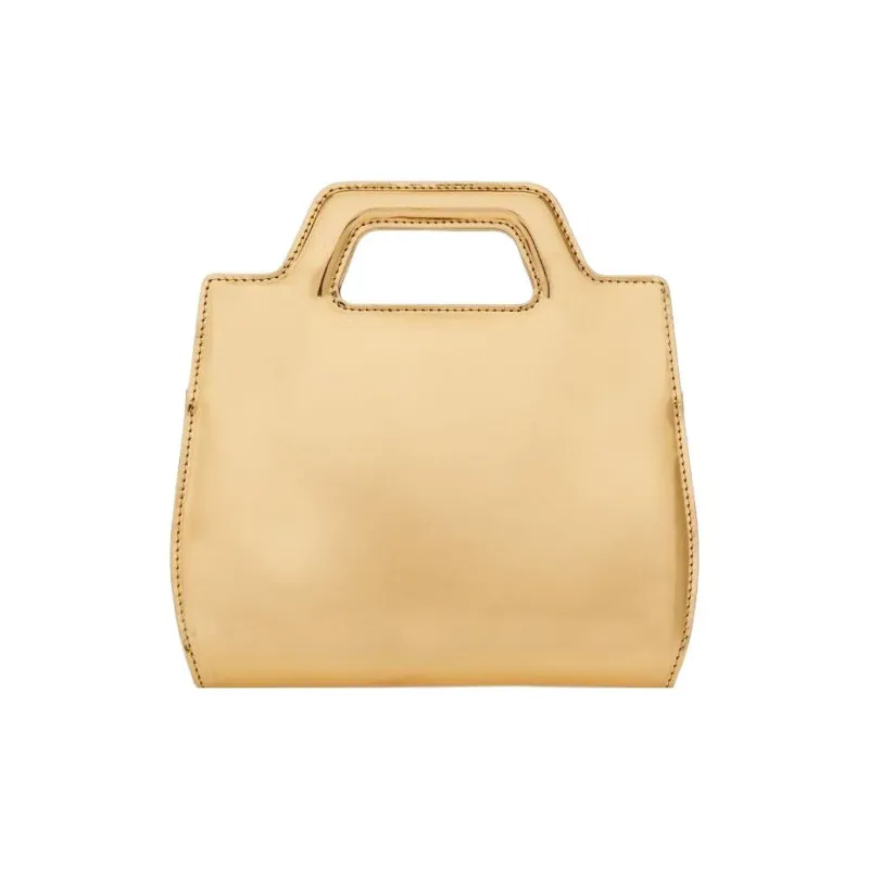 FERRAGAMO Mirror Finish Layered Calfskin Shoulder Bag Crossbody Bag Handbag Mini Women's Gold-2