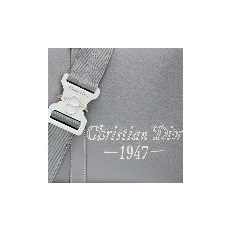DIOR Lingot Grained Calfskin Travel Bag Gym Bag Portable Crossbody Bag Shoulder Bag Men's Gray-6