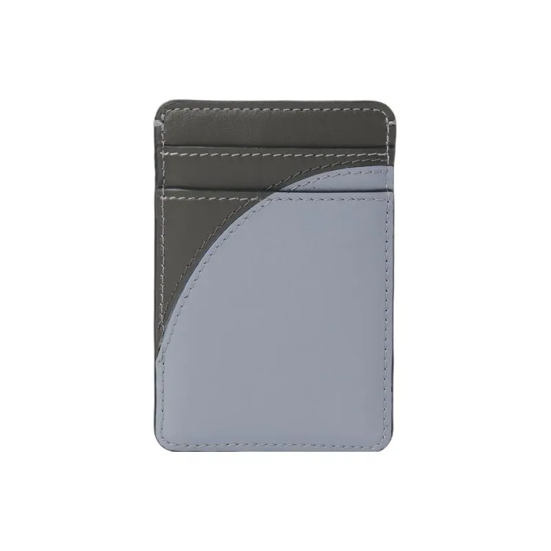 Chloe Grain Calfskin With Glossy Finish Calfskin Card Holder Women's Blue & Gray-2