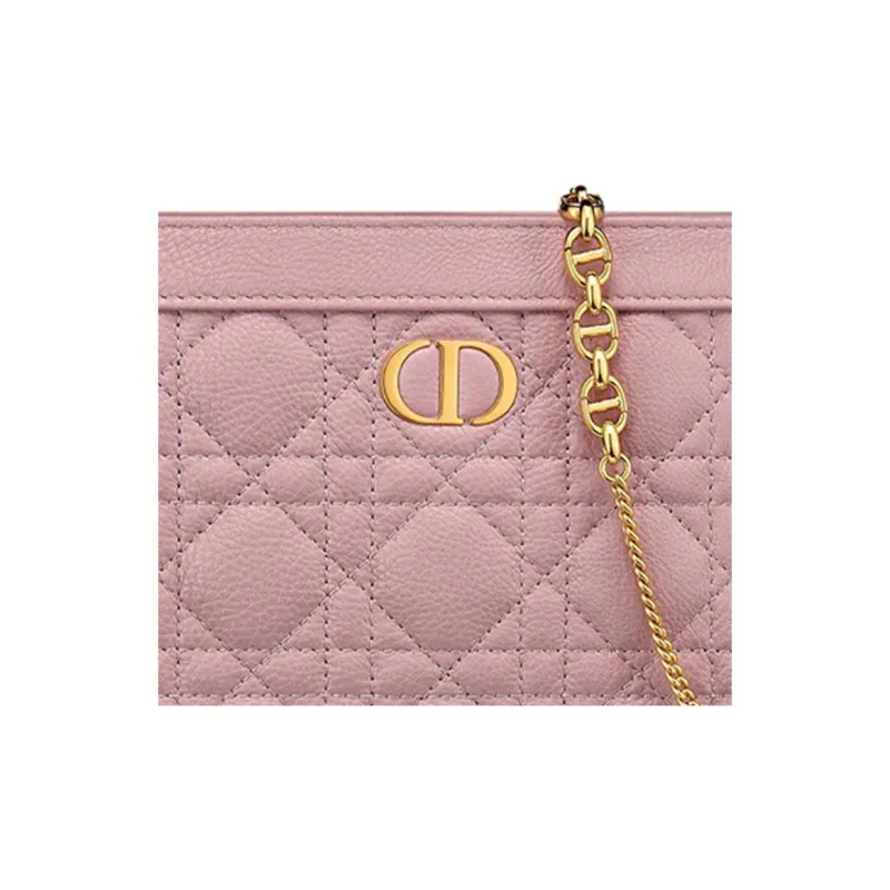 DIOR Soft Cow Leather One Shoulder Crossbody Clutches Women's Vintage Pink-5