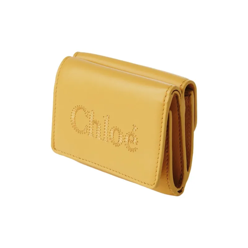 Chloe Bright Calfskin Wallet Mini Women's Honey Gold-1