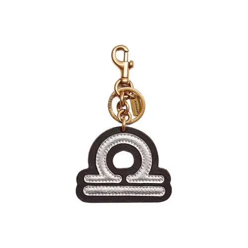 COACH Coated Canvas Key Ring Bag Accessory Unisex Black & Gray
