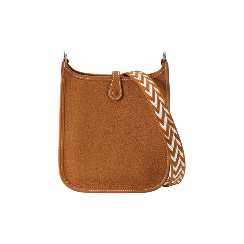 HERMES Evelyne Cow Leather Shoulder Bag Crossbody Bag Mini Women's Gold Brown-2