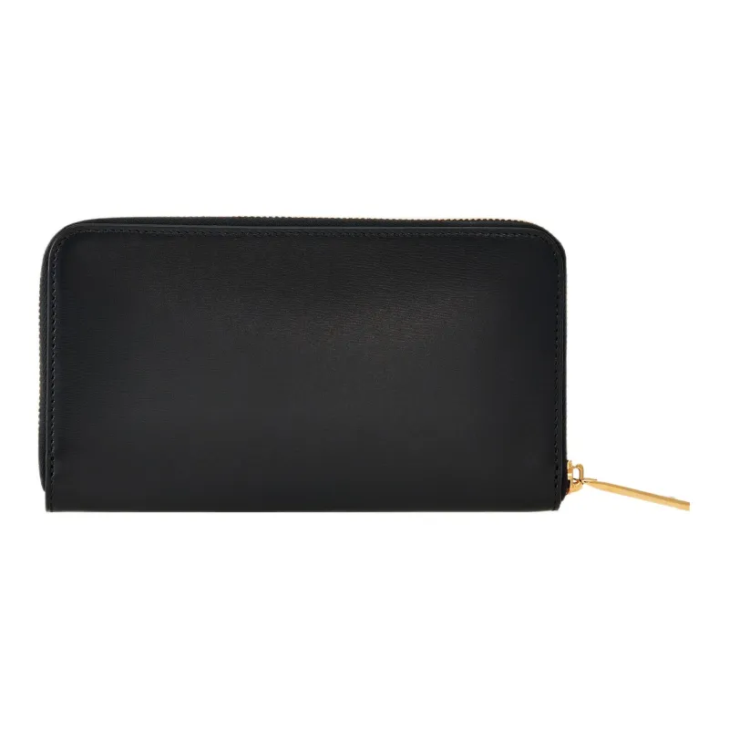 FERRAGAMO GANCINI Palm Calfskin Wallet Regular Women's Black & Flame Red-1