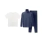 Turtleneck Men's Royal Blue+270 G Heavyweight Pure White Short-Sleeved