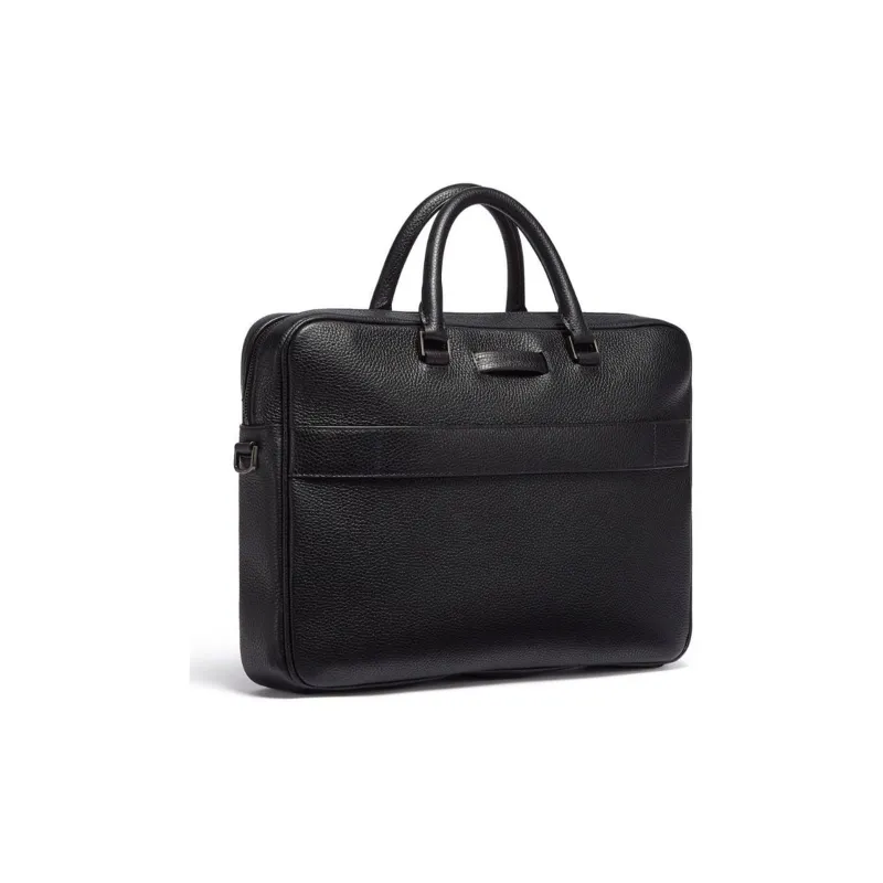Zegna Calfskin Briefcase Shoulder Bag Crossbody Bag Handbag Regular Men's Black-1