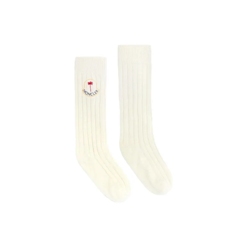 Moncler x PALM ANGELS Mid-Calf Socks Unisex 1 Pack White-0