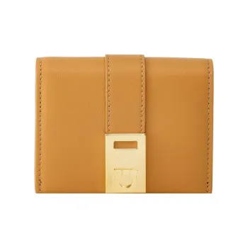 FERRAGAMO GANCINI Calfskin Wallet Regular Women's Light Camel
