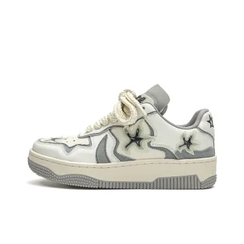 Youthloser Running Stars Collection Low Top Skateboard Shoes Unisex White Gray