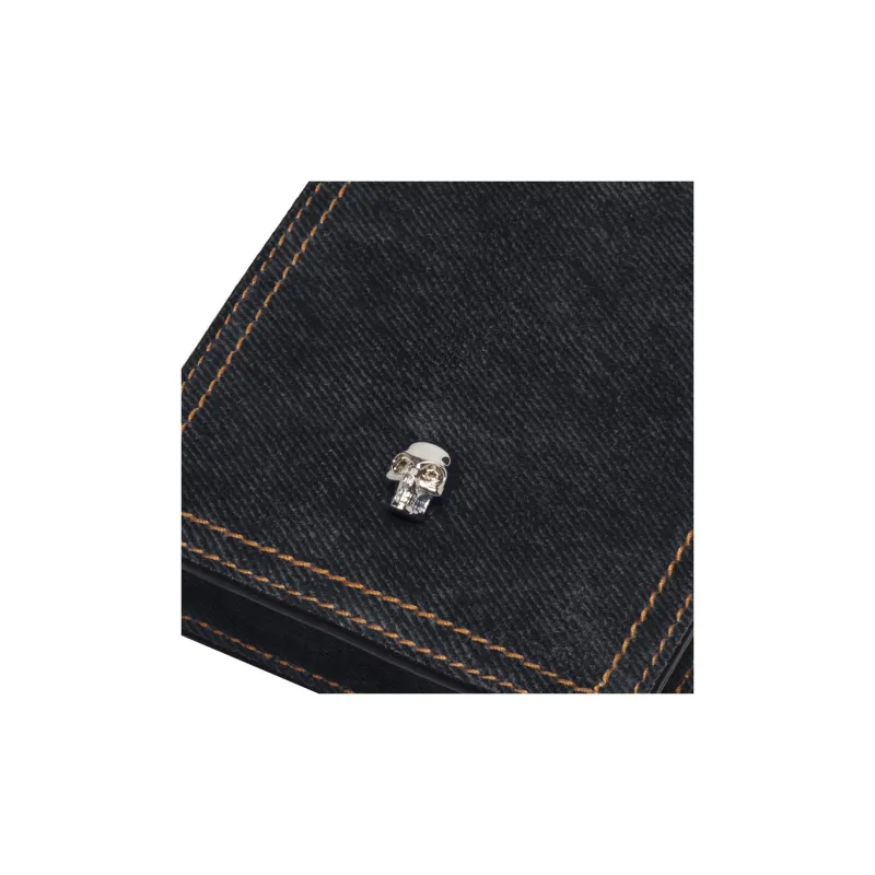 Alexander McQueen 100% Cotton One Shoulder Crossbody Cell Phone Pouch Regular Women's Denim Blue-3