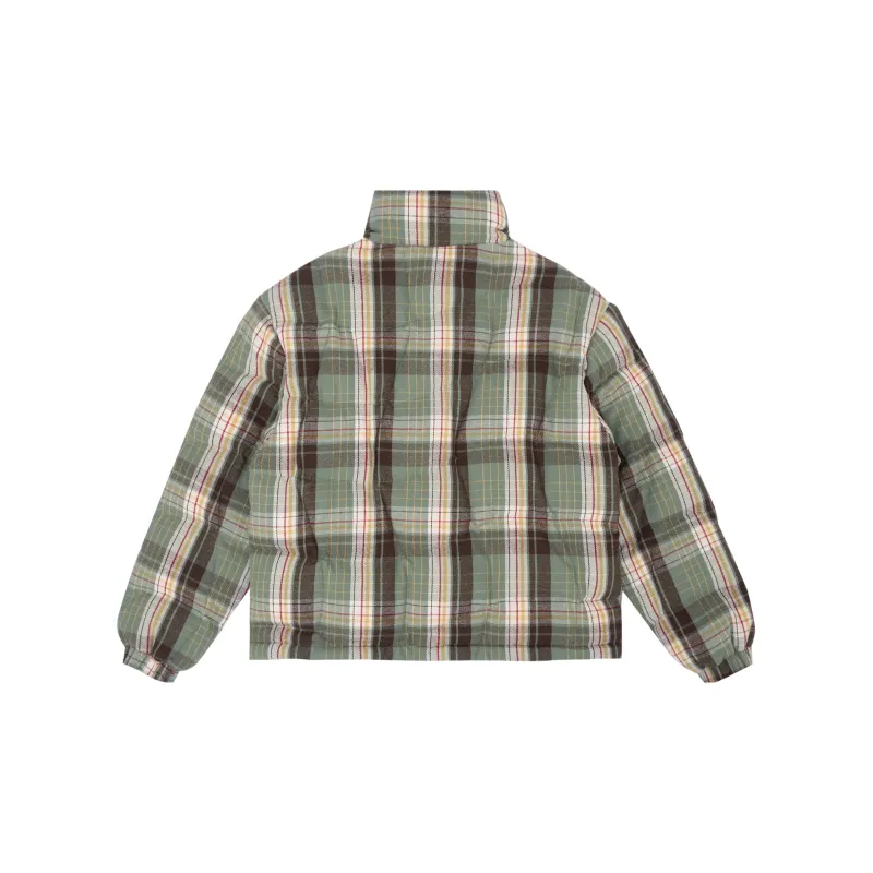 MostwantedLab Puffer Jacket Unisex Green Plaid Pattern-1