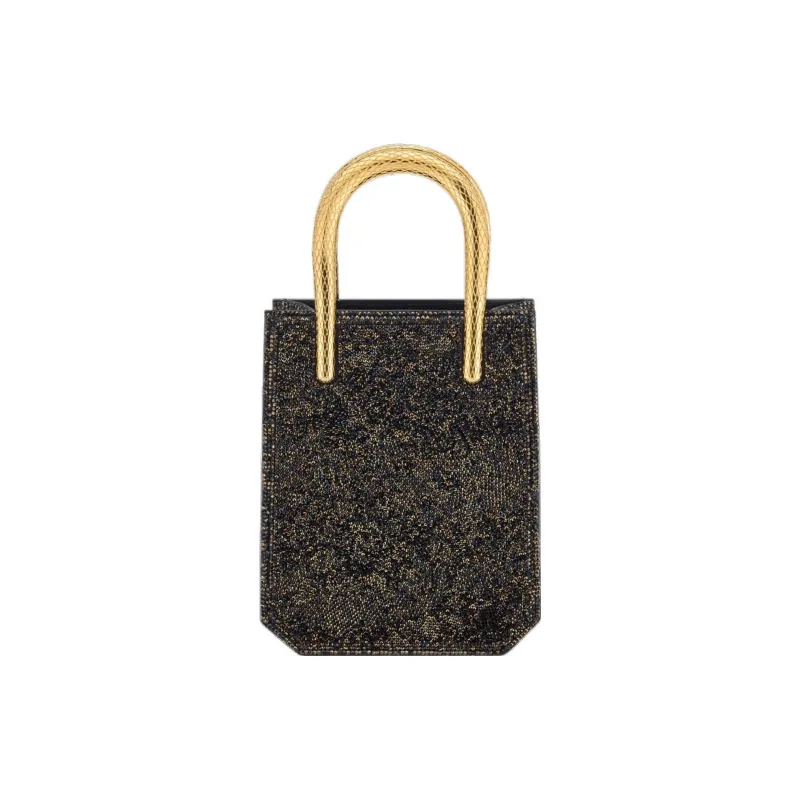 BVLGARI Serpenti Series Suede Tote Bag Shopping Bag Shoulder Bag Crossbody Bag Handbag Mini Women's Black-2