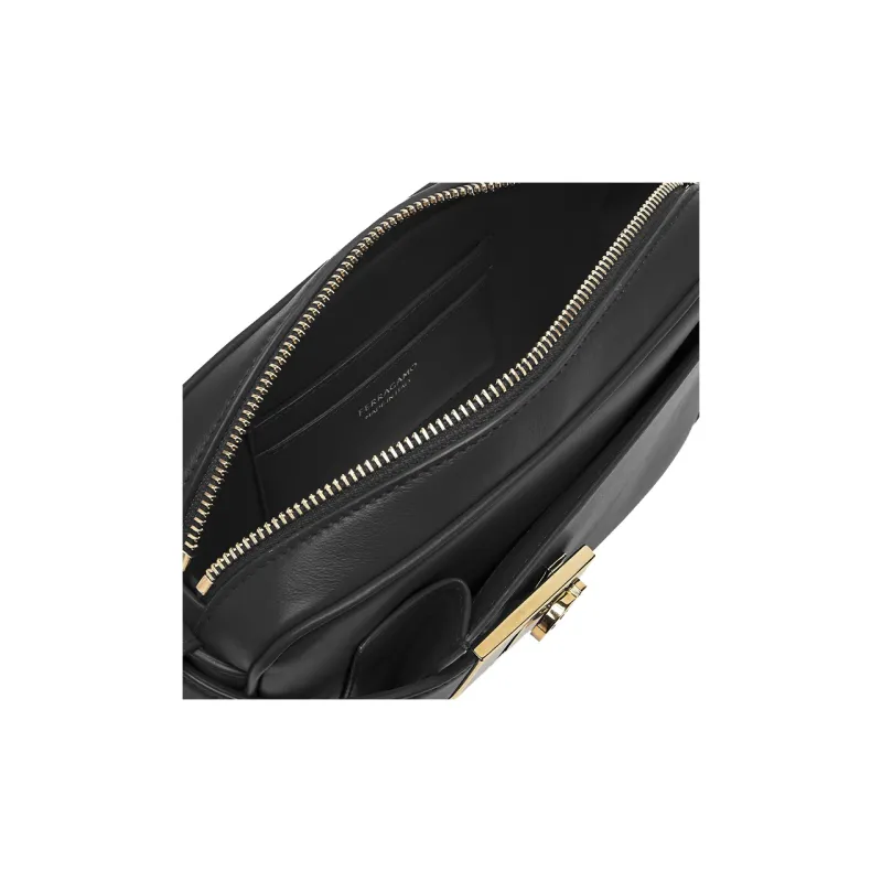 FERRAGAMO Calfskin Camera Bag, Shoulder Bag, Crossbody Bag Small Size Women's Black-4
