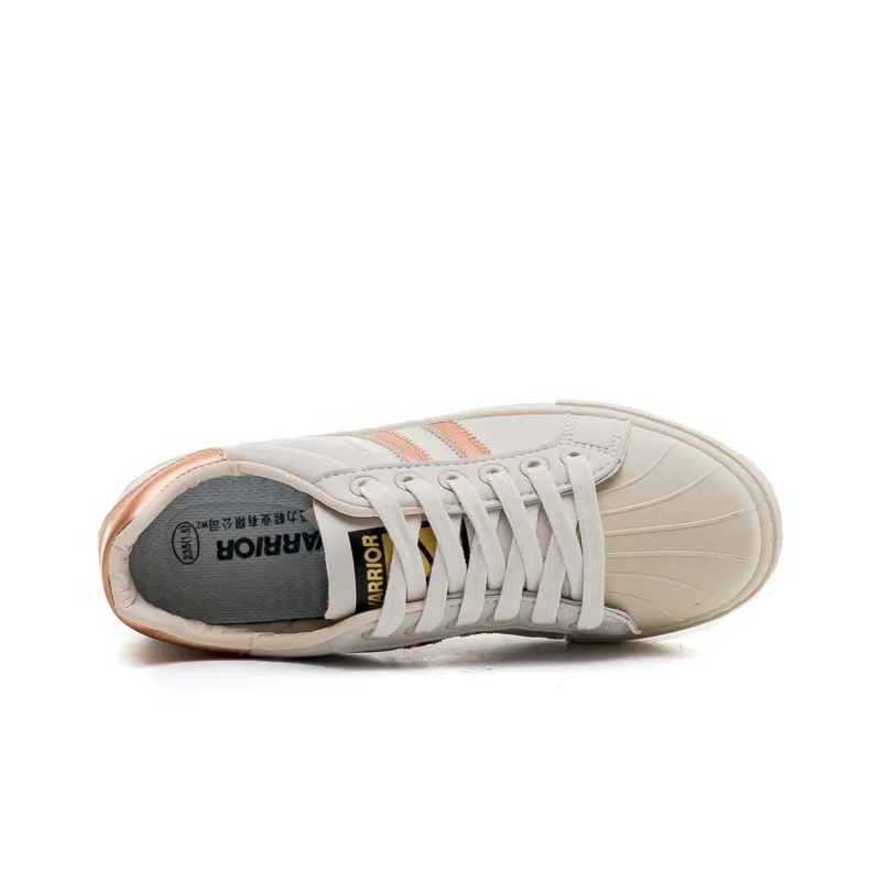 Warrior Shell Head White Sneakers Anti Slip Wear Resistant Lightweight Breathable Low Top Skateboard Shoes Women's-8