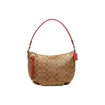 COACH Skylar Coated Canvas With Leather Shoulder Bag Hobo Bag Portable Crossbody Bag Shoulder Bag Women's Brown & Red