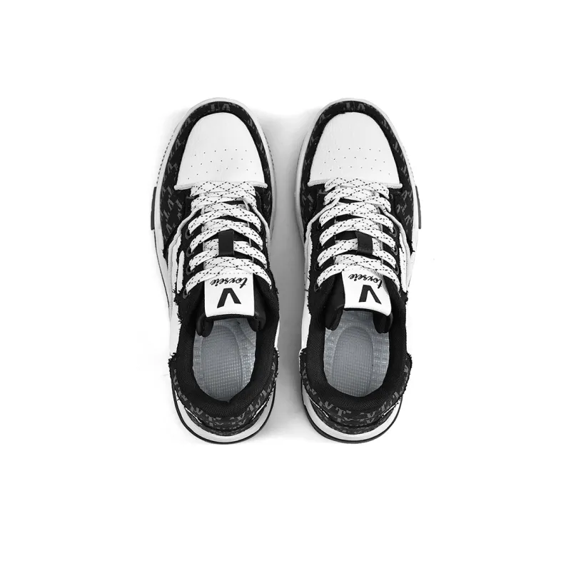 V TOXSEIE Original Design Slip Resistant Shock Absorbers Mid Top Skateboard Shoes Unisex Black-2