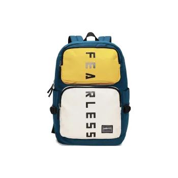 Erke Textile Fabrics Backpack Regular Unisex Peacock Blue & Winter Aconite Yellow & Apricot Khaki