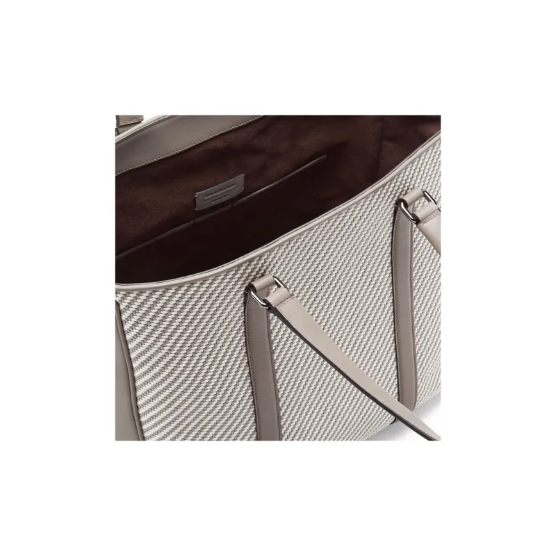 Zegna Cotton With Lambskin Tote Bag Shopping Bag Shoulder Bag Handbag Men's Light Gray-3