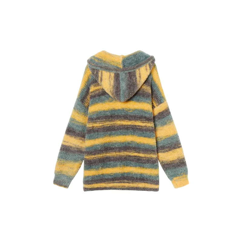 MEETLADY Knitwear Women's Yellow Green Stripes-1