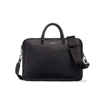Zegna Calfskin Briefcase Shoulder Bag Crossbody Bag Handbag Regular Men's Black