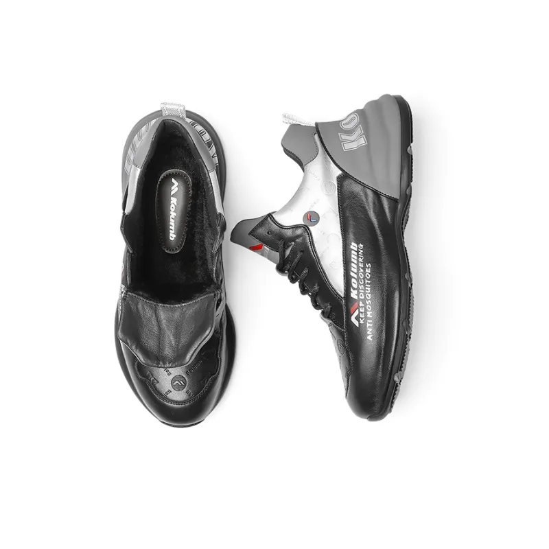 Kolumb Thermal Moisture Wicking Slip Resistant Mid Top Casual Shoes Men's Black Silver Gray-4