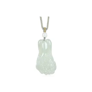 Cuiya Golden Building Hetian Jade Pendants Unisex Pale Greenish White Jade
