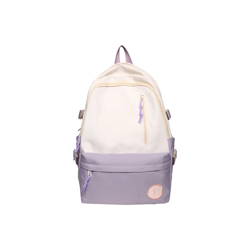 Deli Bear Nylon Backpack Large Size Unisex Gray/Black/Violet/Green-16