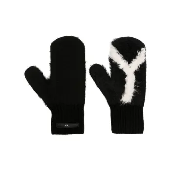 Y 3 Logo patch Faux shearling trim Gloves