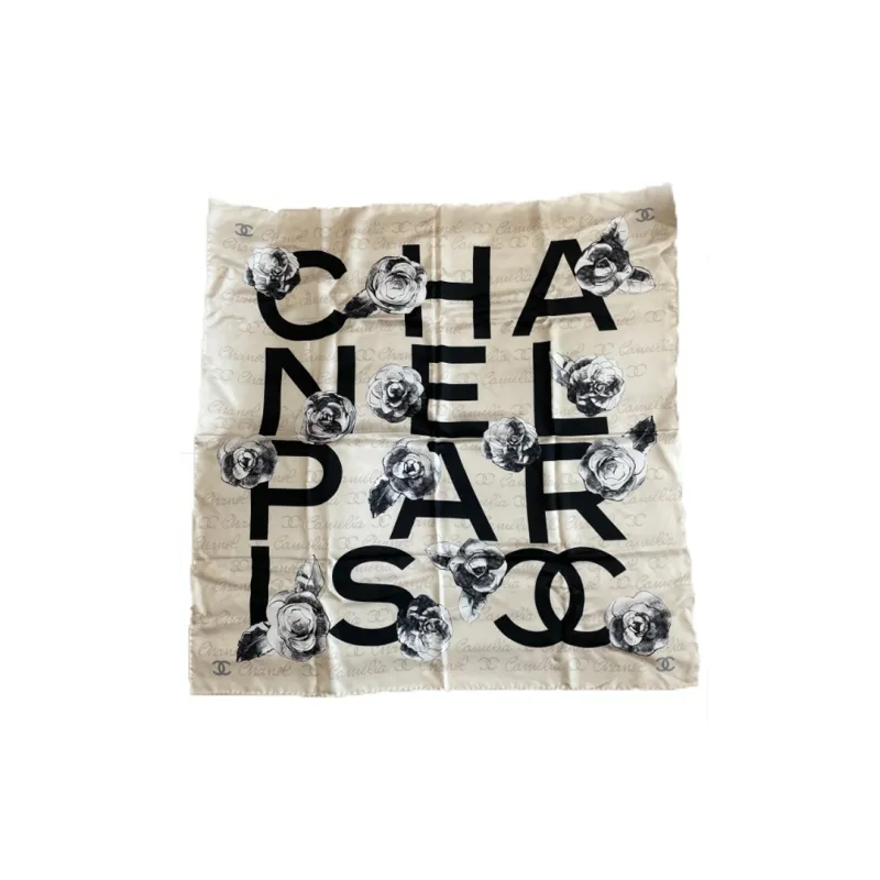 CHANEL Silk Scarves Unisex Beige-0