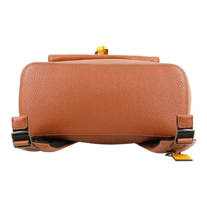 COACH Turner Grained Leather Backpack Large Size Men's Brown-Orange-3