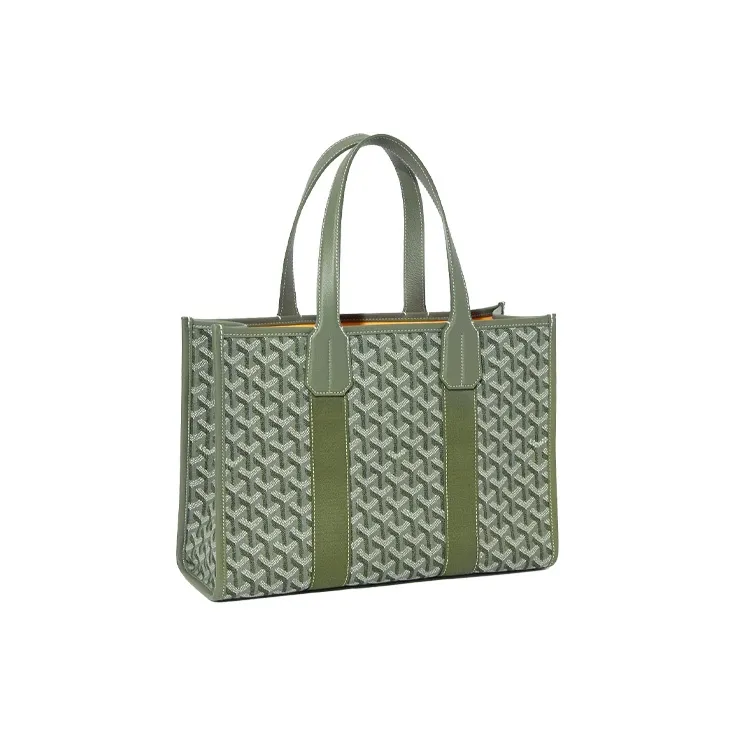 GOYARD Villette Canvas With Leather Tote Bag Shopping Bag Shoulder Bag Handbag Small Size Unisex Khaki & Green-1