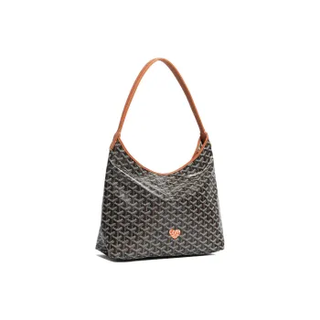 GOYARD Bohème Hobo Canvas With Leather Shoulder Bag Combo Bag Shoulder Bags Women's Tan With Orange Small Heart Design
